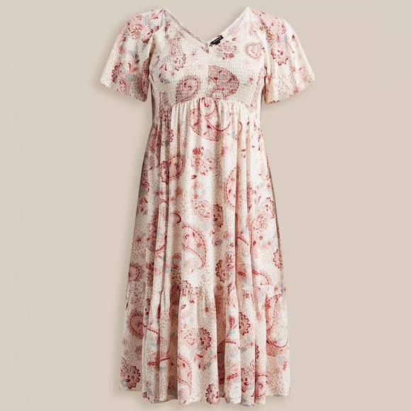 torrid Dresses & Skirts - Torrid Midi Challis Flutter Sleeve Paisley Print Linen Surplice Dress NWT